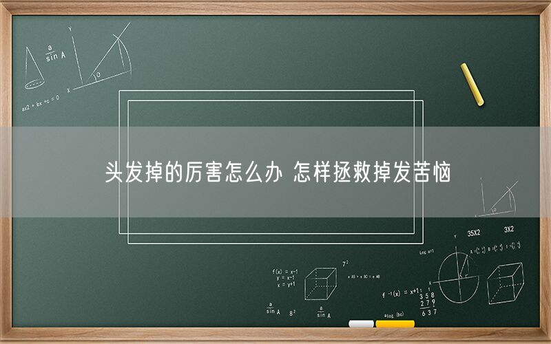 头发掉的厉害怎么办 怎样拯救掉发苦恼